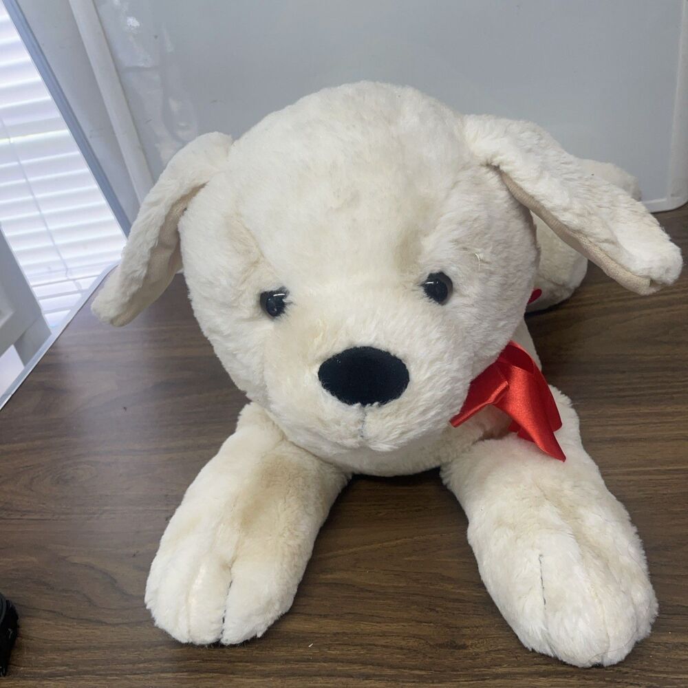 Walmart Floppy Light Golden Retriever Puppy Dog w/Bow 21" Plush Stuffed Animal